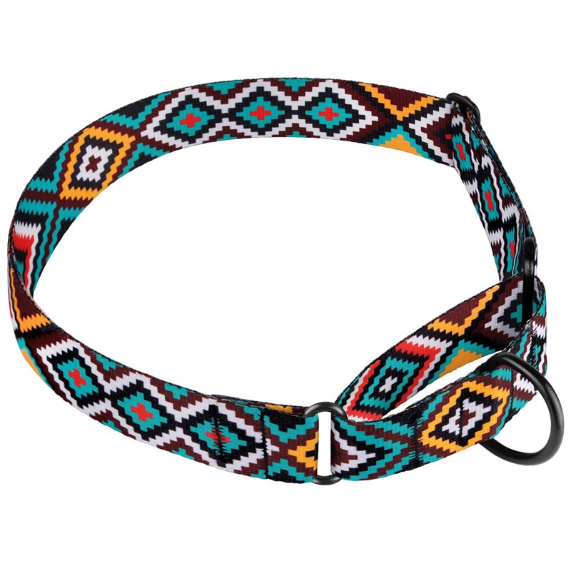 CollarDirect Aztec Martingale Collars for Dogs Heavy Duty Tribal Pattern Safety Nylon Training Collar Large Medium Small (Ethnic Teal, M, Neck Size 12"-17") - Image 2